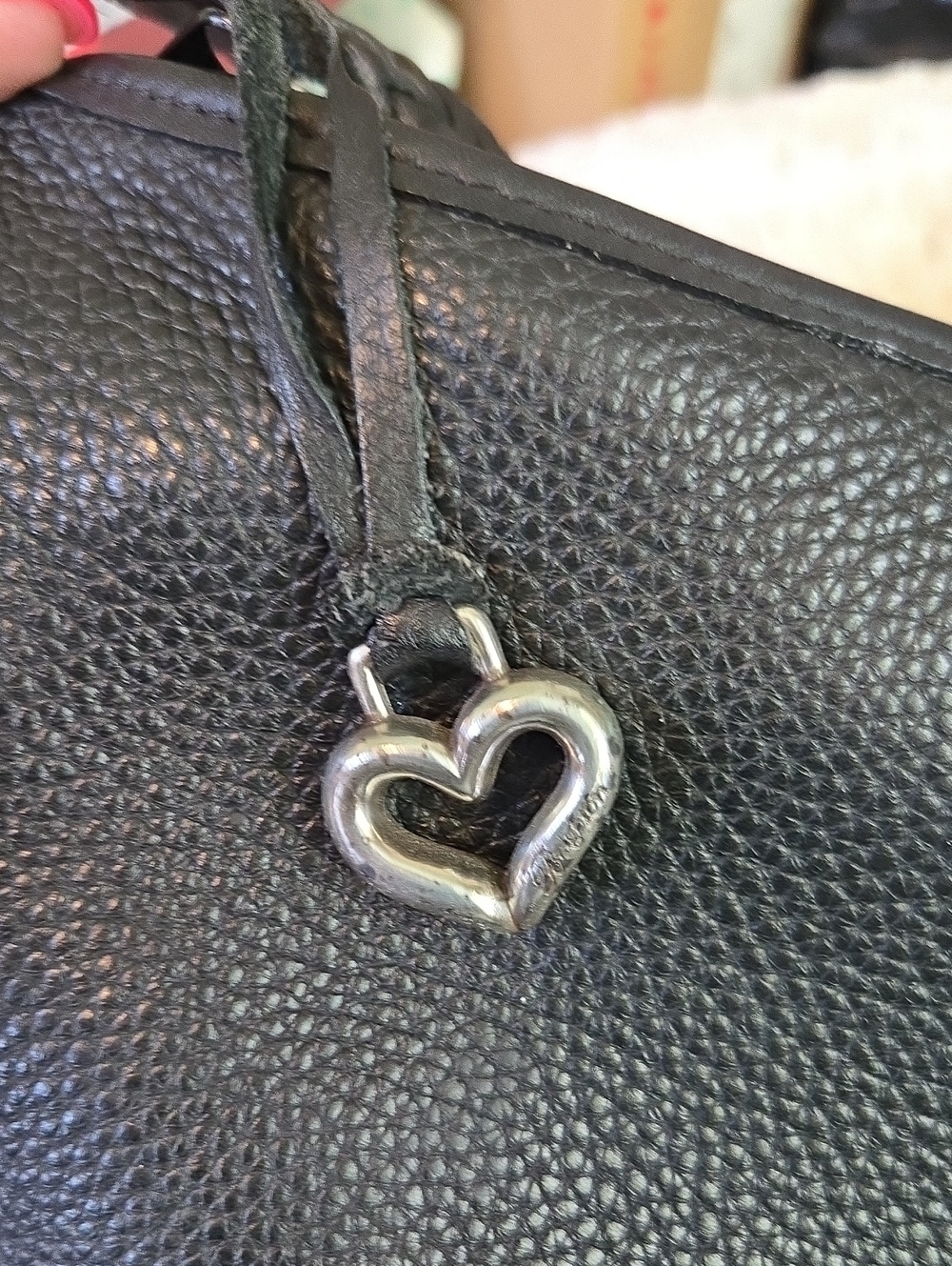 Brighton Black Braided-Handle Shoulder Bag with Heart Charm - Picture 2 of 8